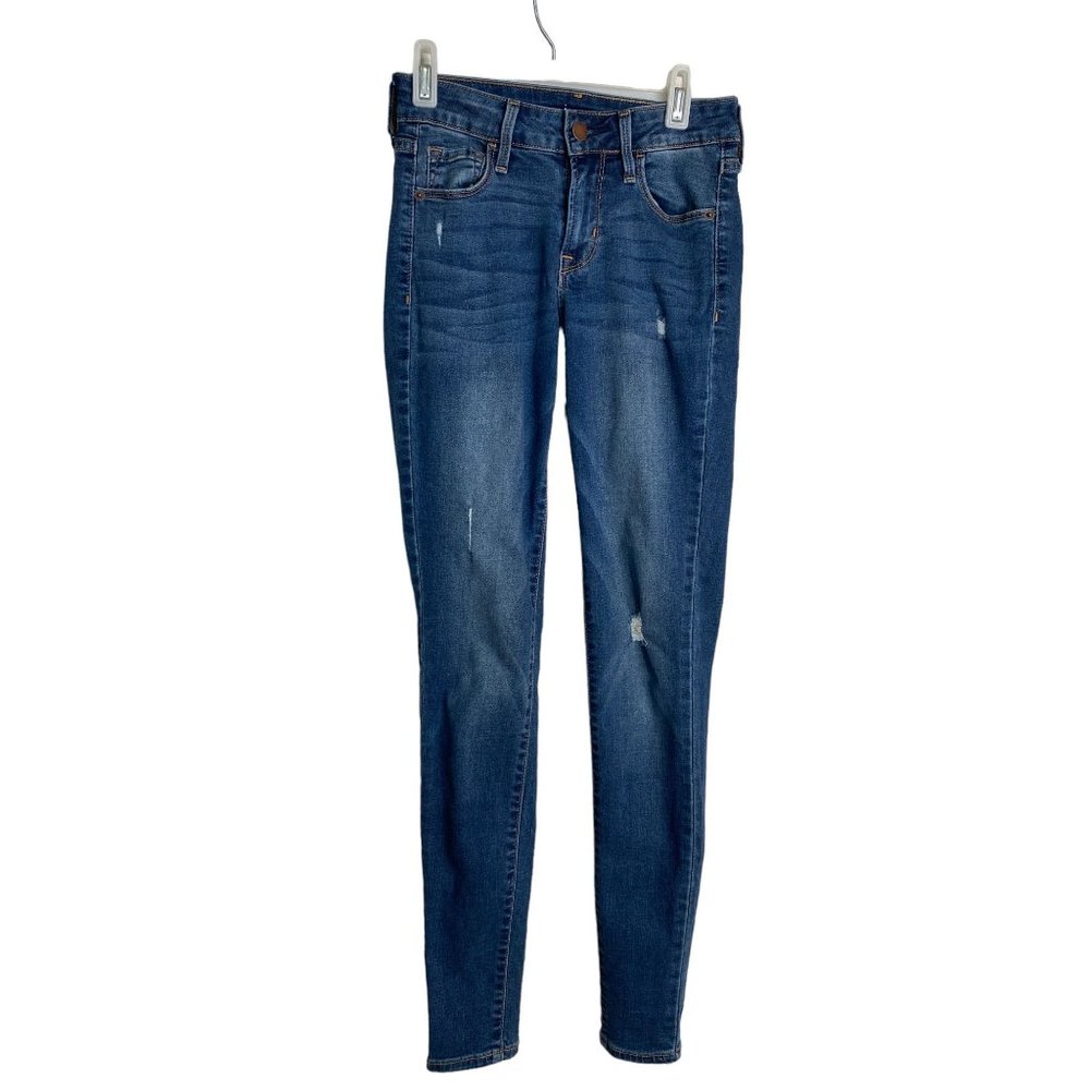 Old Navy Rockstar Women’s 00 Mid-Rise Skinny Jeans Distressed Stretch Denim Y2K